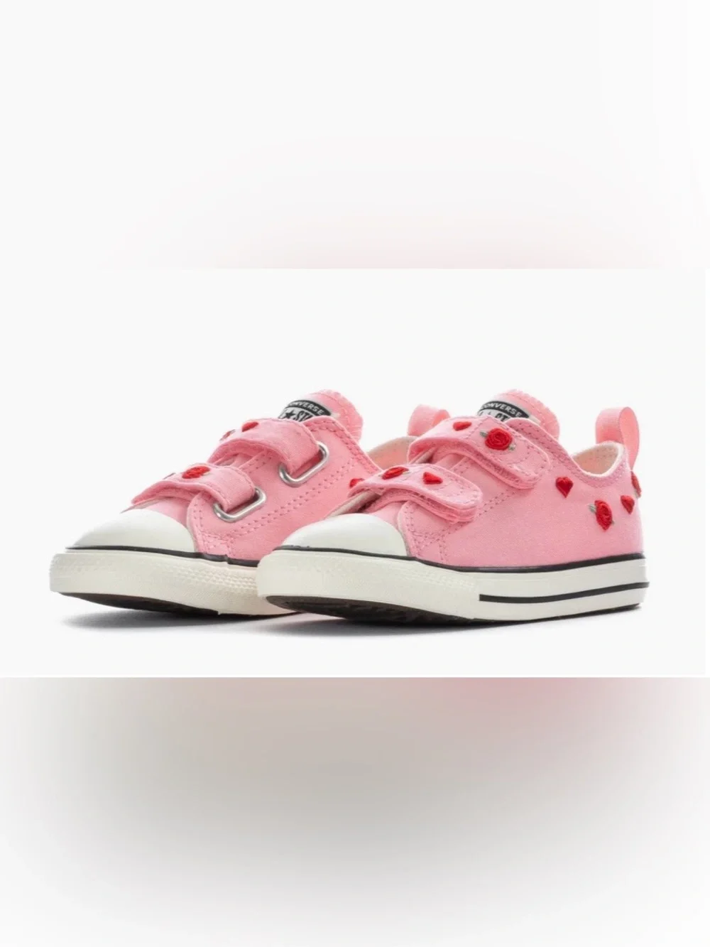 5🌹 Converse Chuck Taylor All Star Valentines Day Easy On Pink Red Velcro Shoes